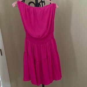 Strapless hot pink mini dress